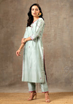 Malhaar Chanderi Silk  Ensemble (Set of 3)- Sage Green