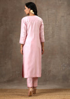 Malhaar Chanderi Silk Ensemble (Set of 3)- Pink