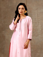 Malhaar Chanderi Silk Ensemble (Set of 3)- Pink