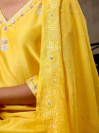 Malhaar Chanderi Silk  Ensemble (Set of 3)- Yellow
