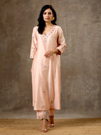 Malhaar Chanderi Silk Ensemble (Set Of 3)- Peach