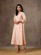 Malhaar Chanderi Silk Ensemble (Set Of 3)- Peach