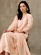Malhaar Chanderi Silk Ensemble (Set Of 3)- Peach
