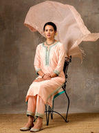 Malhaar Chanderi Silk  Ensemble - Peach Green