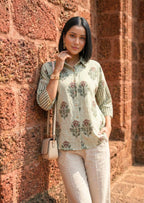 Bbaawri green linen shirt