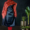 Block Printed Tussar Silk Material in Black Red 