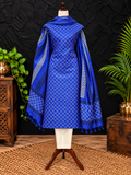 Tussar Silk Suit In Royal Blue Shade