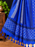 Tussar Silk Suit In Royal Blue Shade