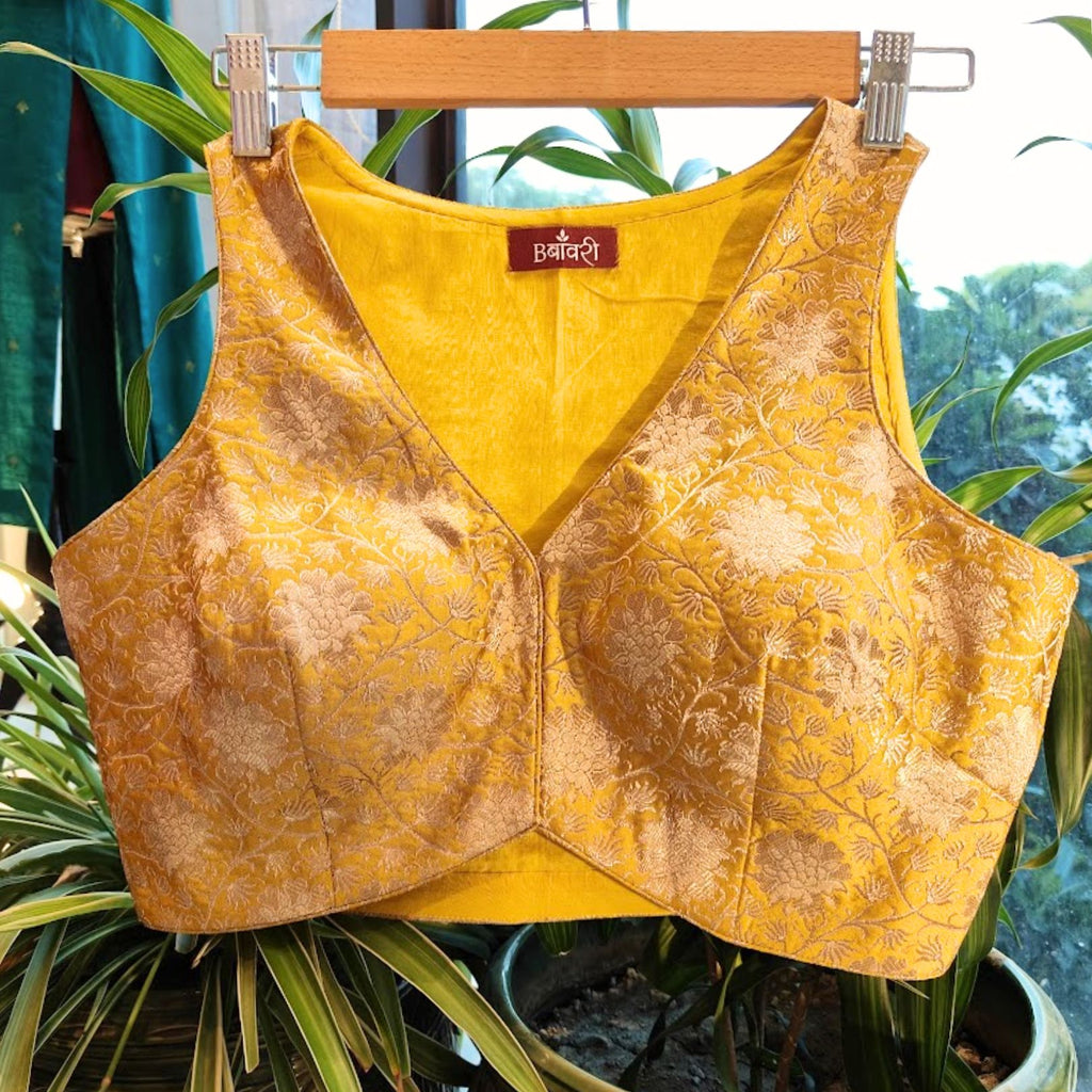 Yellow Brocade Banarasi Silk Blouse