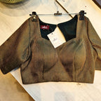 Banarasi Brocade Green Silk Blouse with Sleeves