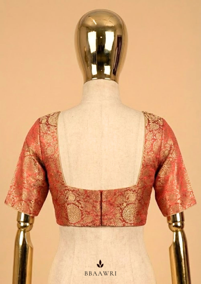 Banarasi Brocade Rusty Red Silk Blouse