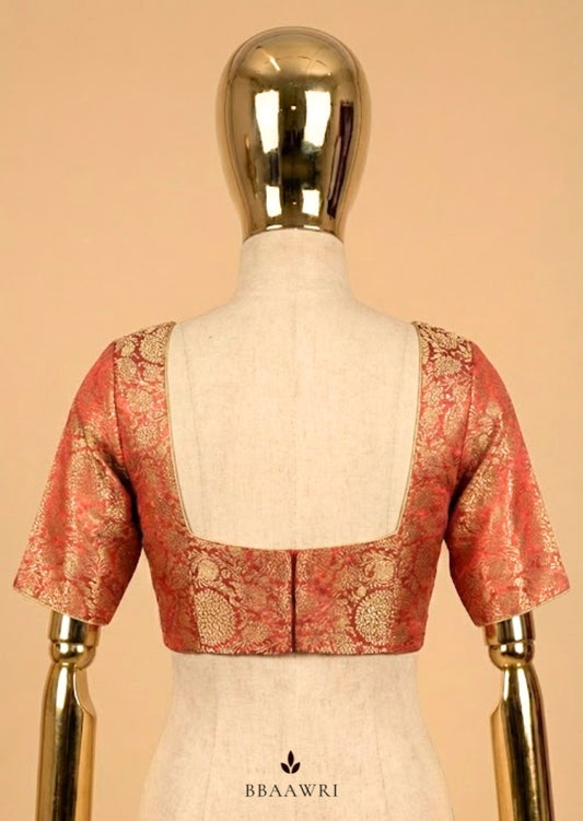 Banarasi Brocade Rusty Red Silk Blouse