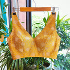 Brocade Banarasi Silk Blouse in Yellow with Deep Neck