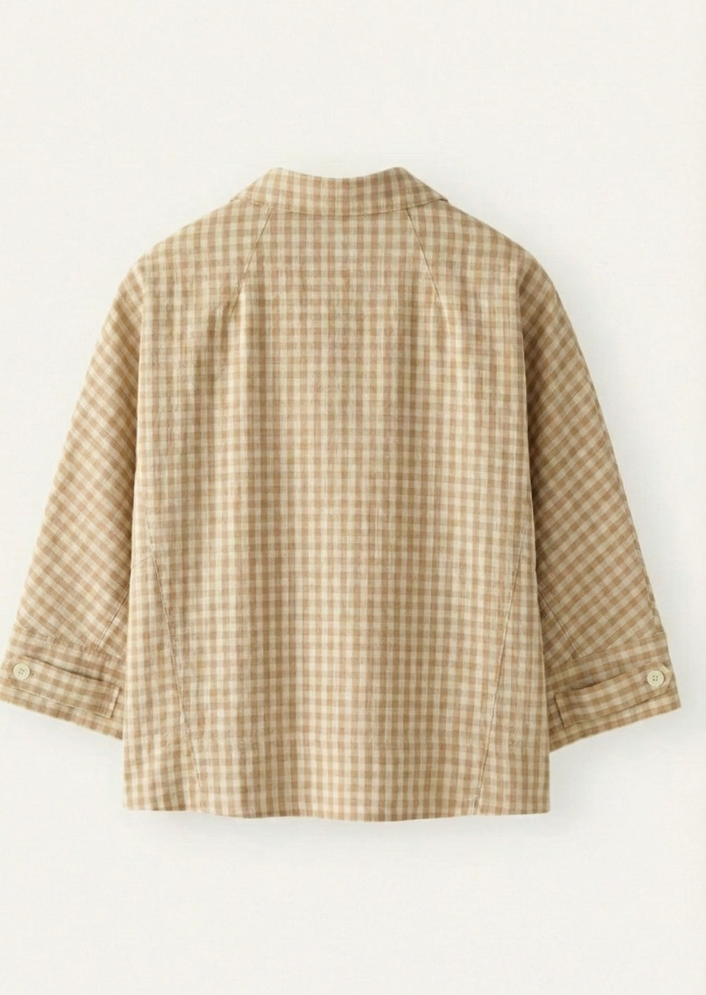 Brown Check shirt for Women in Cotton Linen