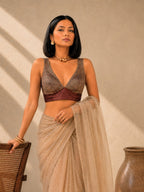 Copper Brocade Masru Silk Blouse
