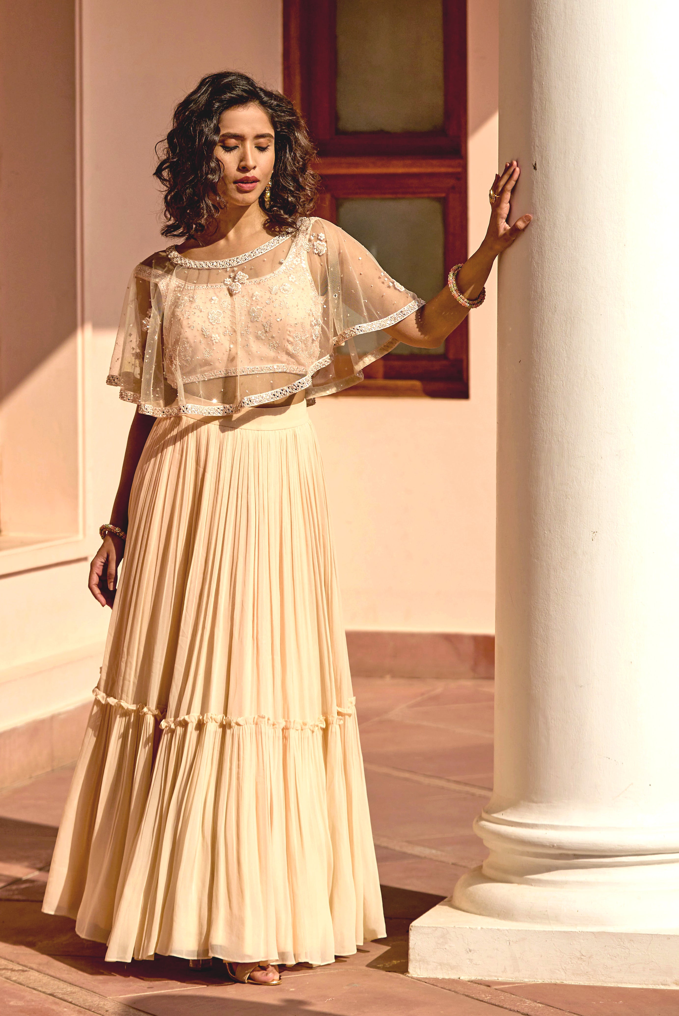 Uptown Girl Short Cape Lehenga Skirt