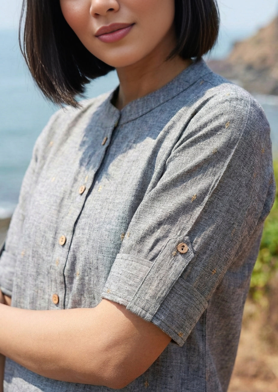 Grey Co-ord Set in Handloom Cotton
