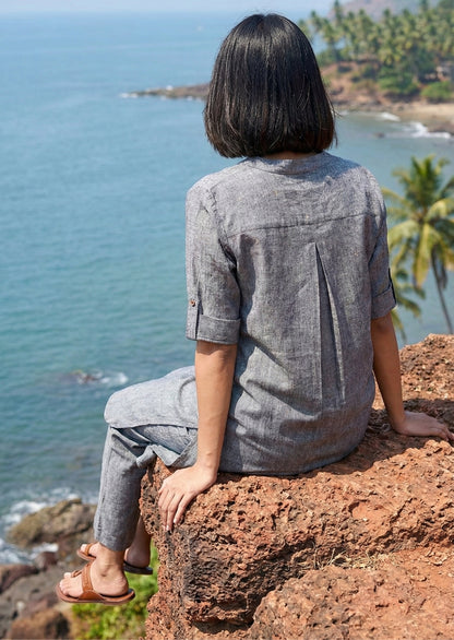 Grey Co-ord Set in Handloom Cotton