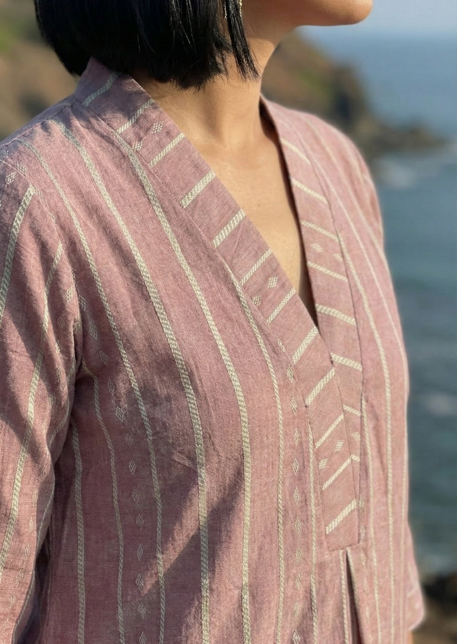 Mauve Purple  Handloom Cotton Coord Set