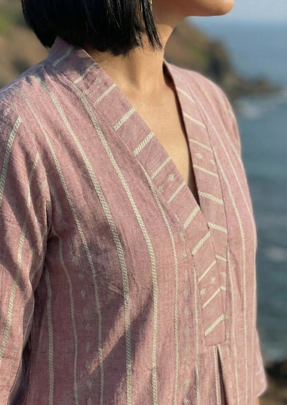 Mauve Purple  Handloom Cotton Coord Set