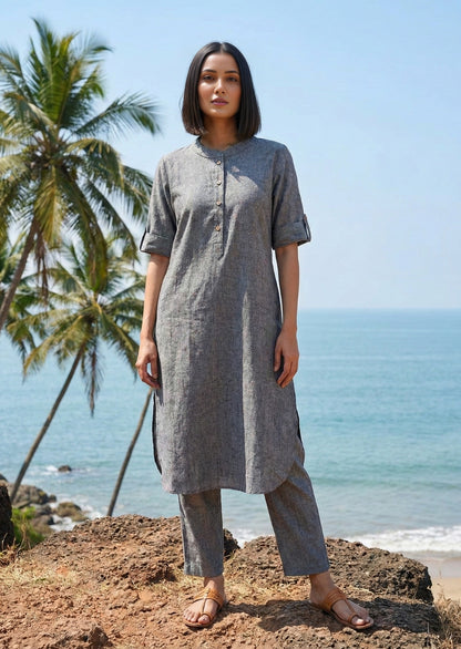 Grey Co-ord Set in Handloom Cotton