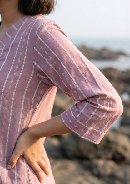 Mauve Purple  Handloom Cotton Coord Set