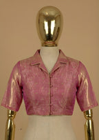 Pink Silk Tissue Blouse with Collar Neckline