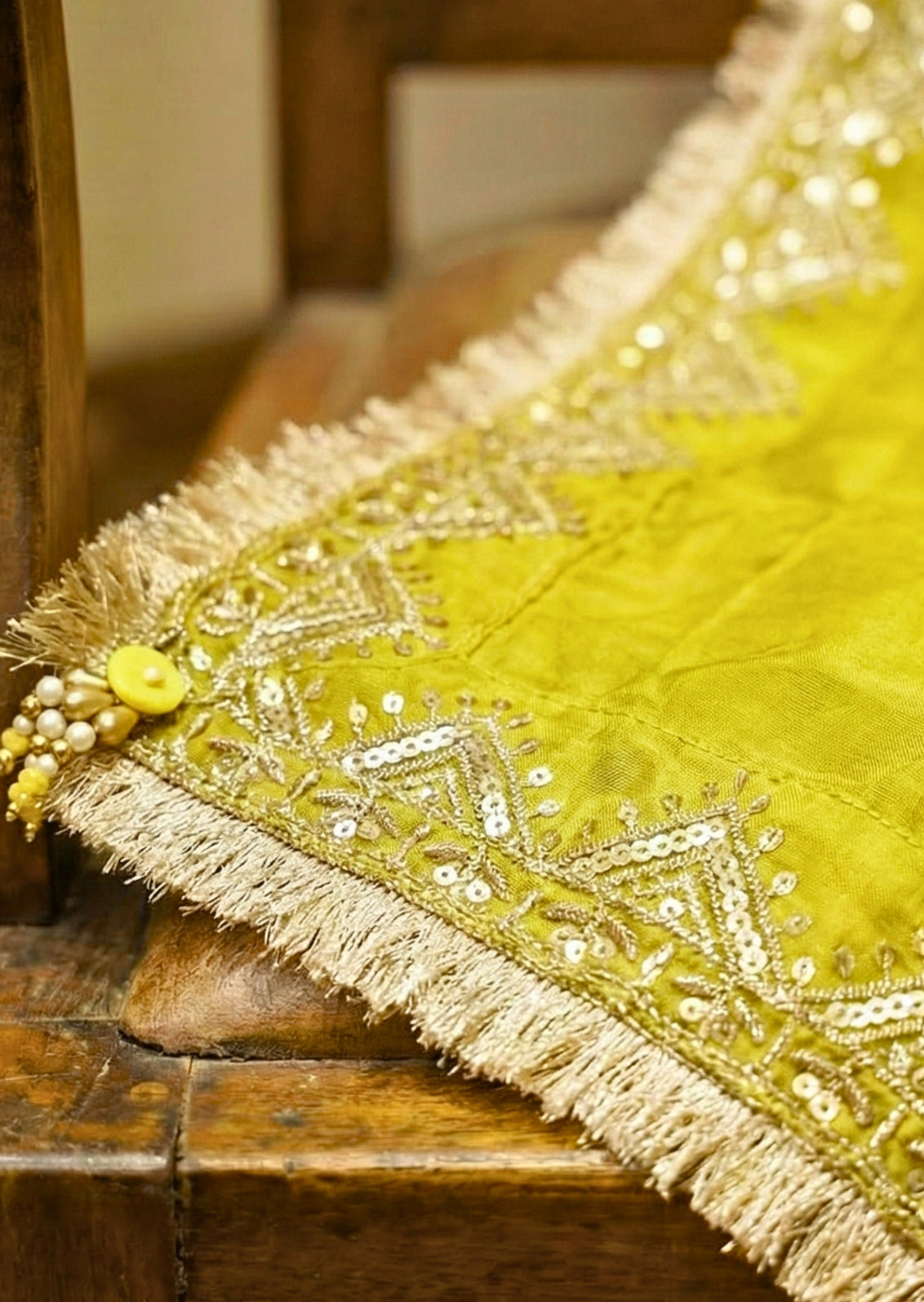 Lime Green Sharara Set in Gajji Silk with Embellished Dupatta