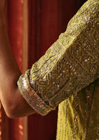 Lime Green Sharara Set in Gajji Silk with Embellished Dupatta
