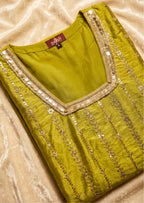 Lime Green Sharara Set in Gajji Silk with Embellished Dupatta