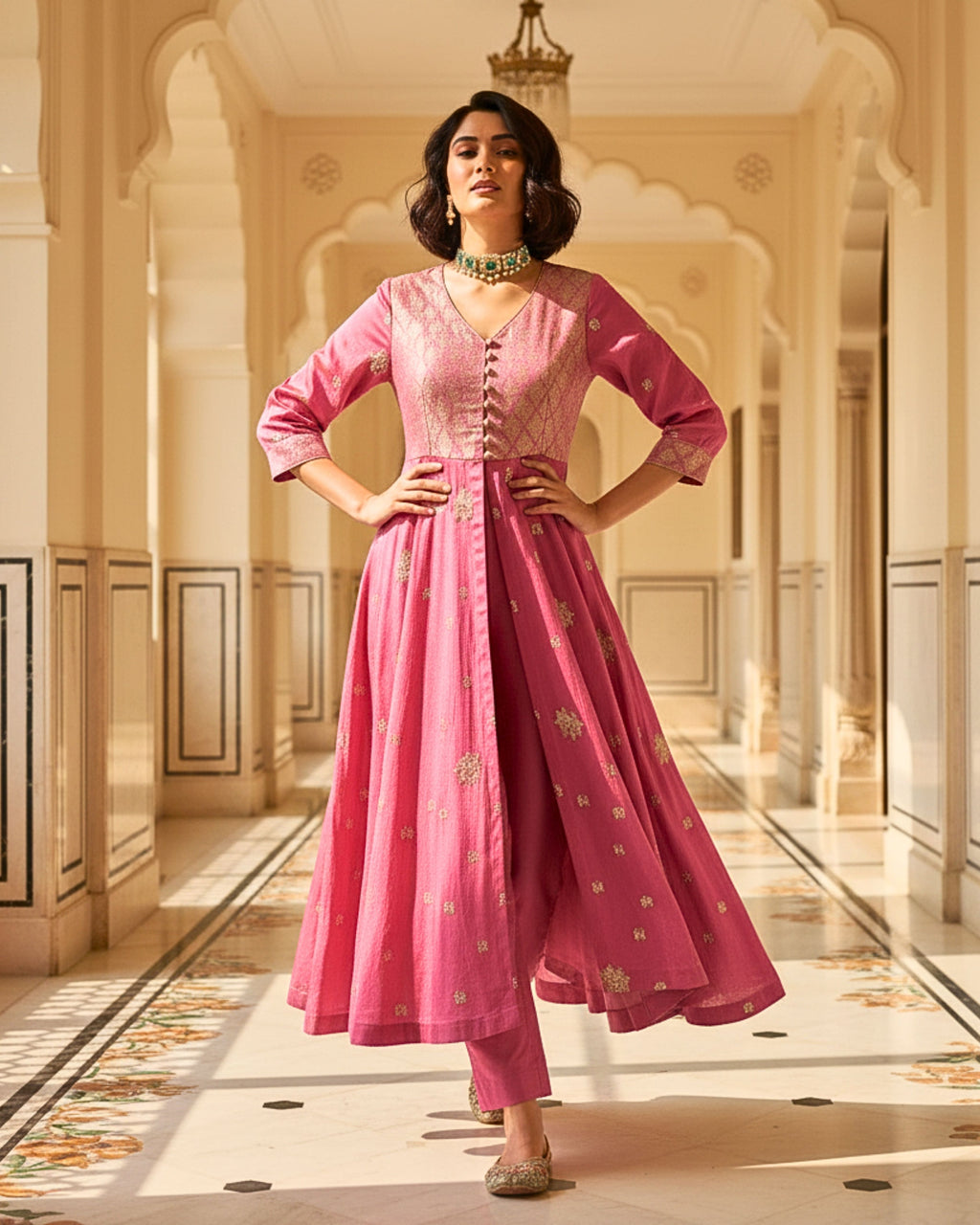 Designer Anarkali suit in Pink in Gurgaon