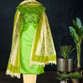 Elegant Green Tussar Silk Salwar Suit with Cream Hue