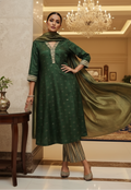 Emerald Green Banarasi Silk Kurta Set with Dupatta