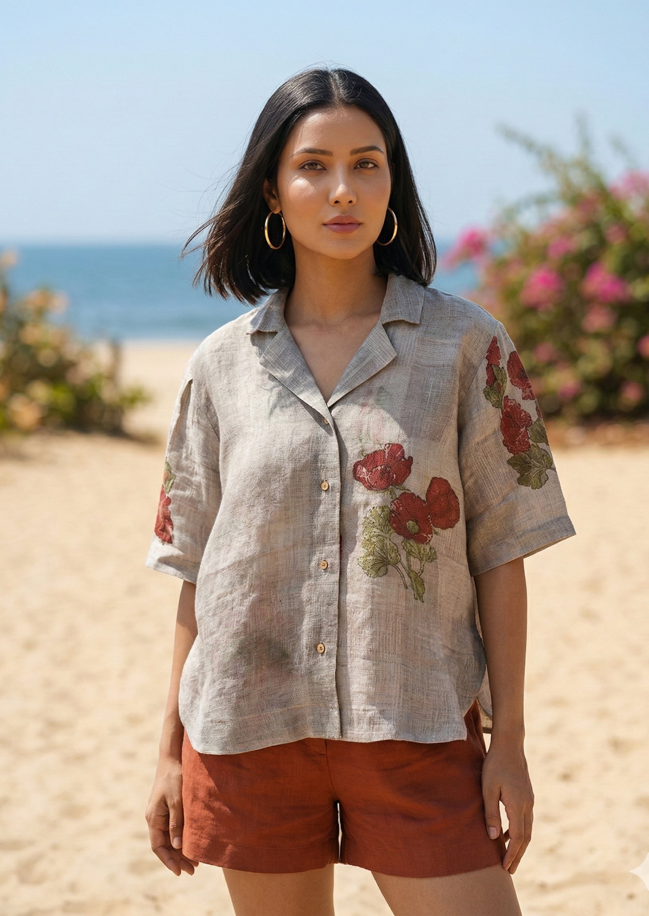 Floral Linen Shirt for Women | Goa Bloom Summer Shirt