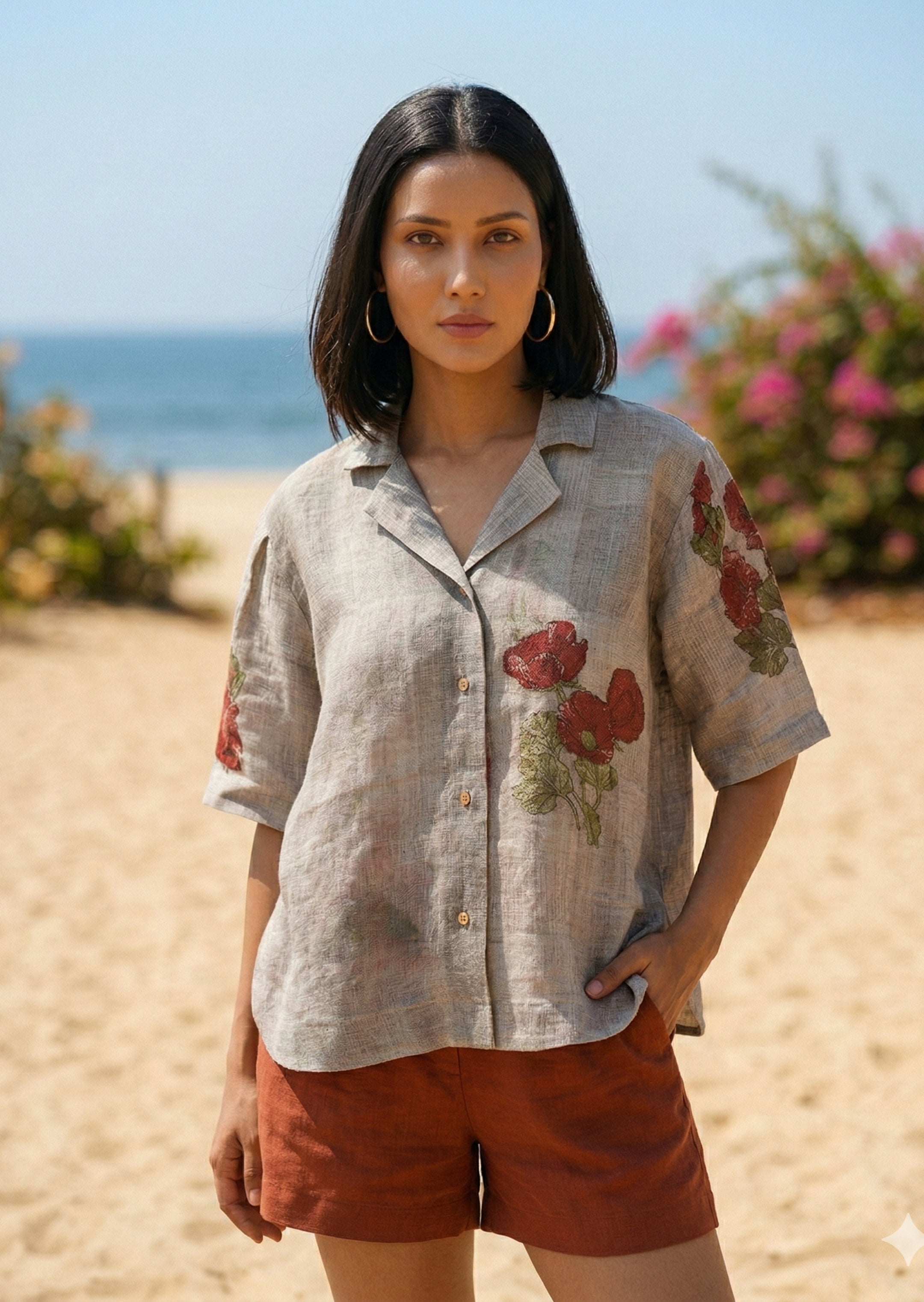 Floral Linen Shirt for Women | Goa Bloom Summer Shirt