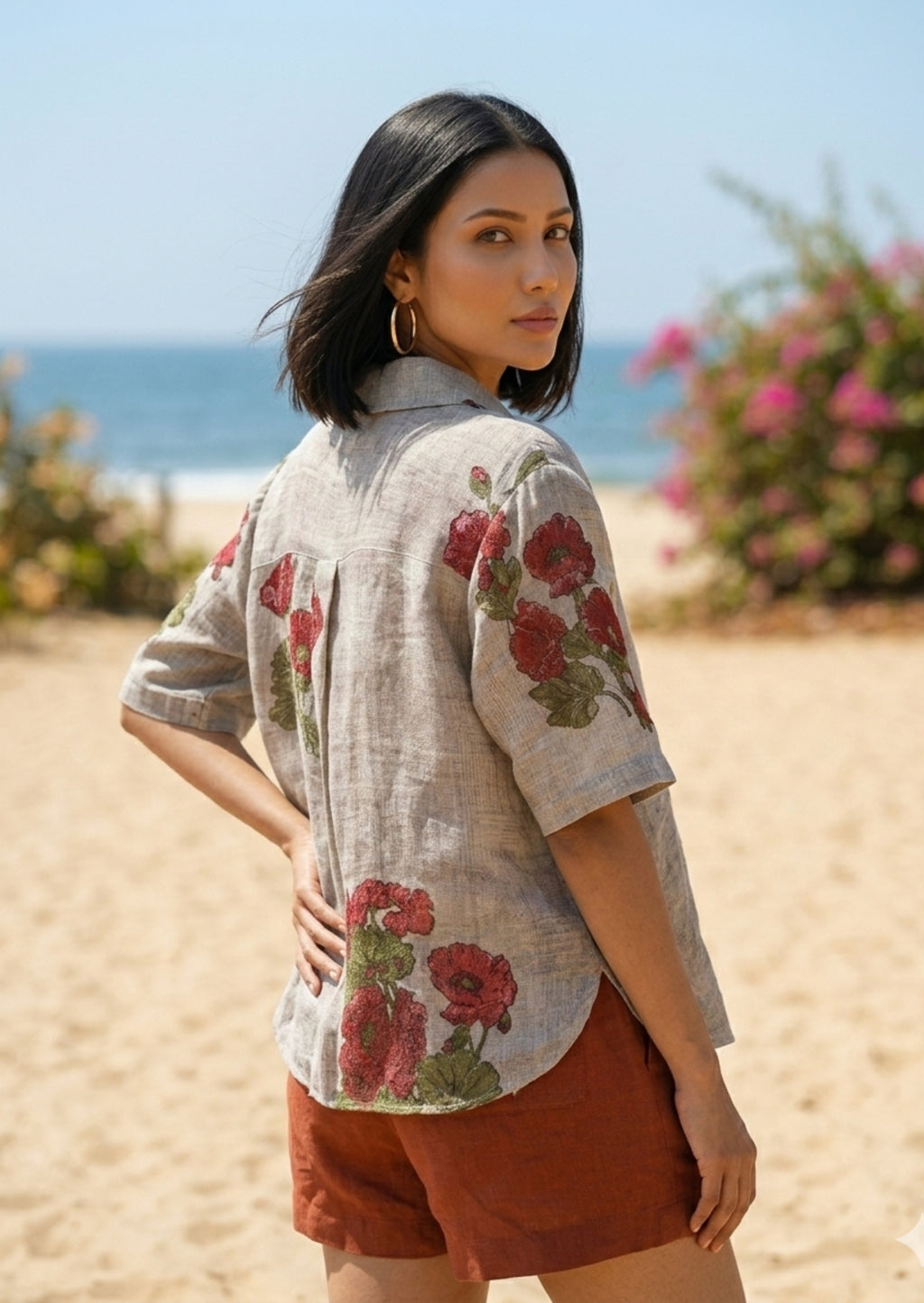 Floral Linen Shirt for Women | Goa Bloom Summer Shirt