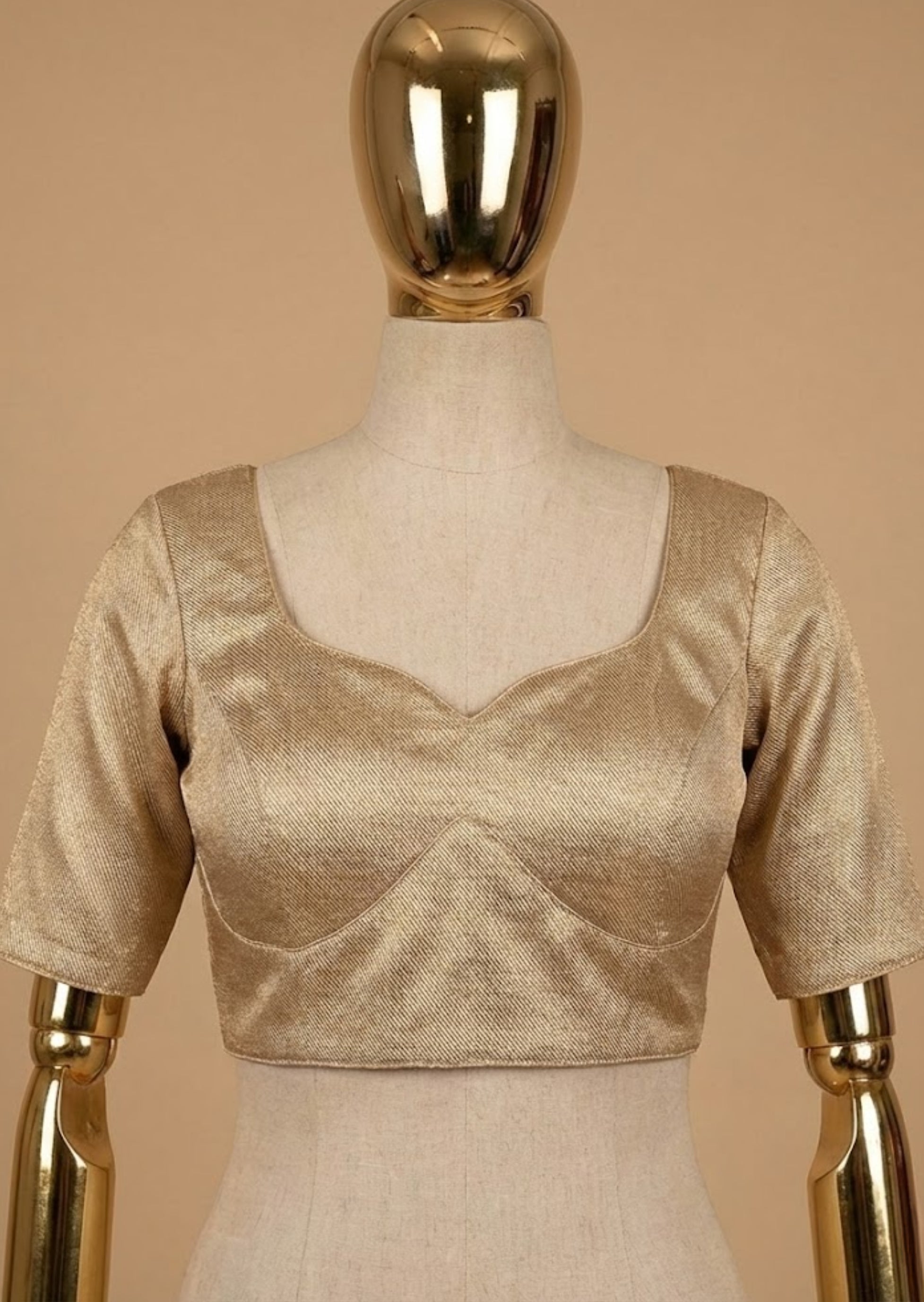 
Banarasi silk weave blouse, gold silk blouse, padded Banarasi blouse, back closure blouse, readymade silk blouse, festive saree blouse, wedding silk blouse, luxury Indian blouse.