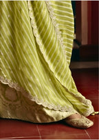 Radiant Lime Green Brocade Kali Sharara Set – The Perfect Haldi Outfit