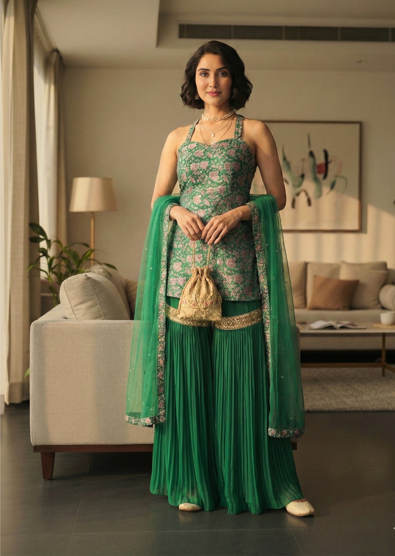 Green Gharara for Eid in Gurgaon 