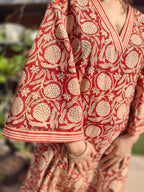 Cotton  Handblock Kurta Set |  With Pockets and Striped Pants |