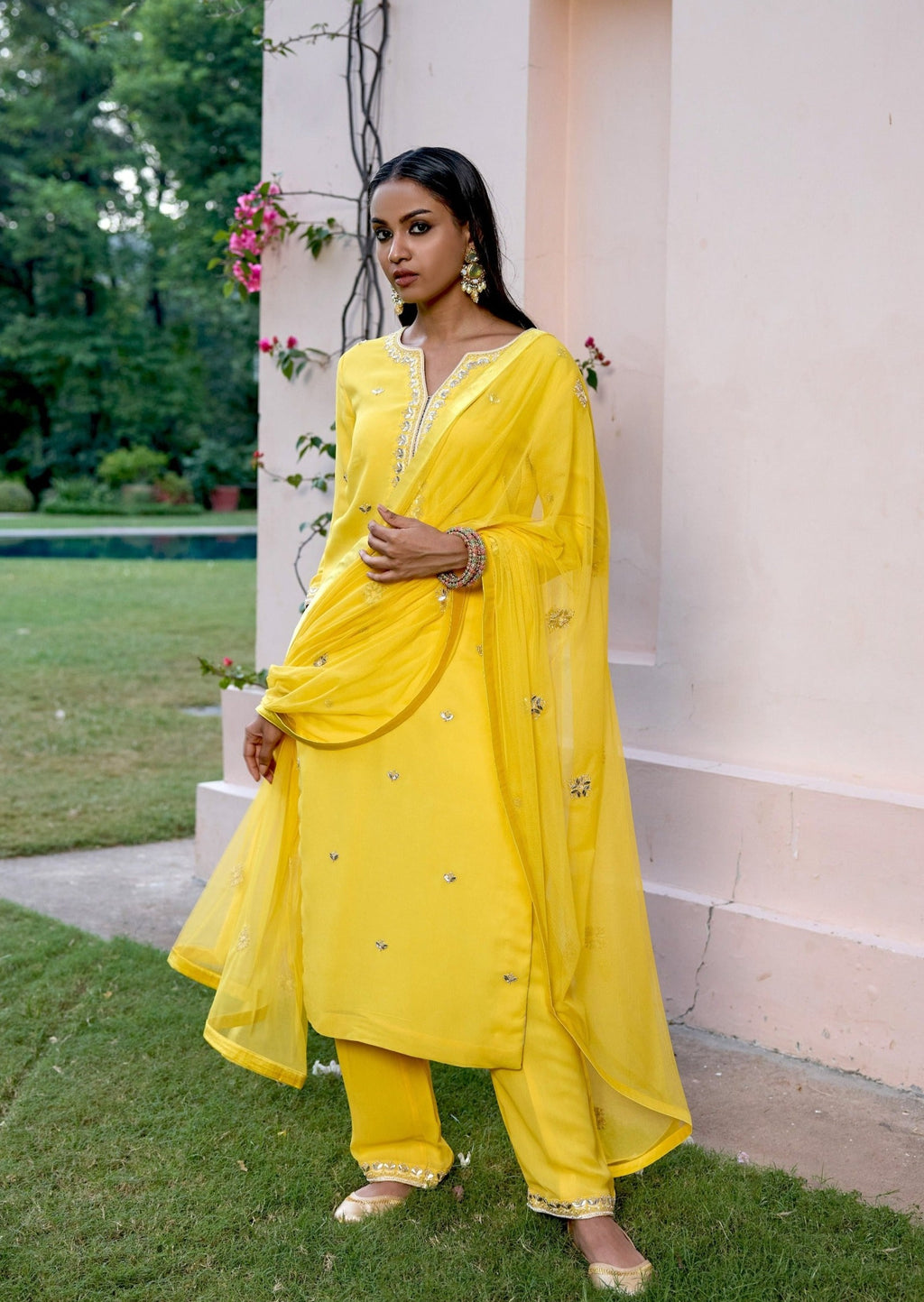 Mastaani Yellow  Kurta Set with Gota Patti