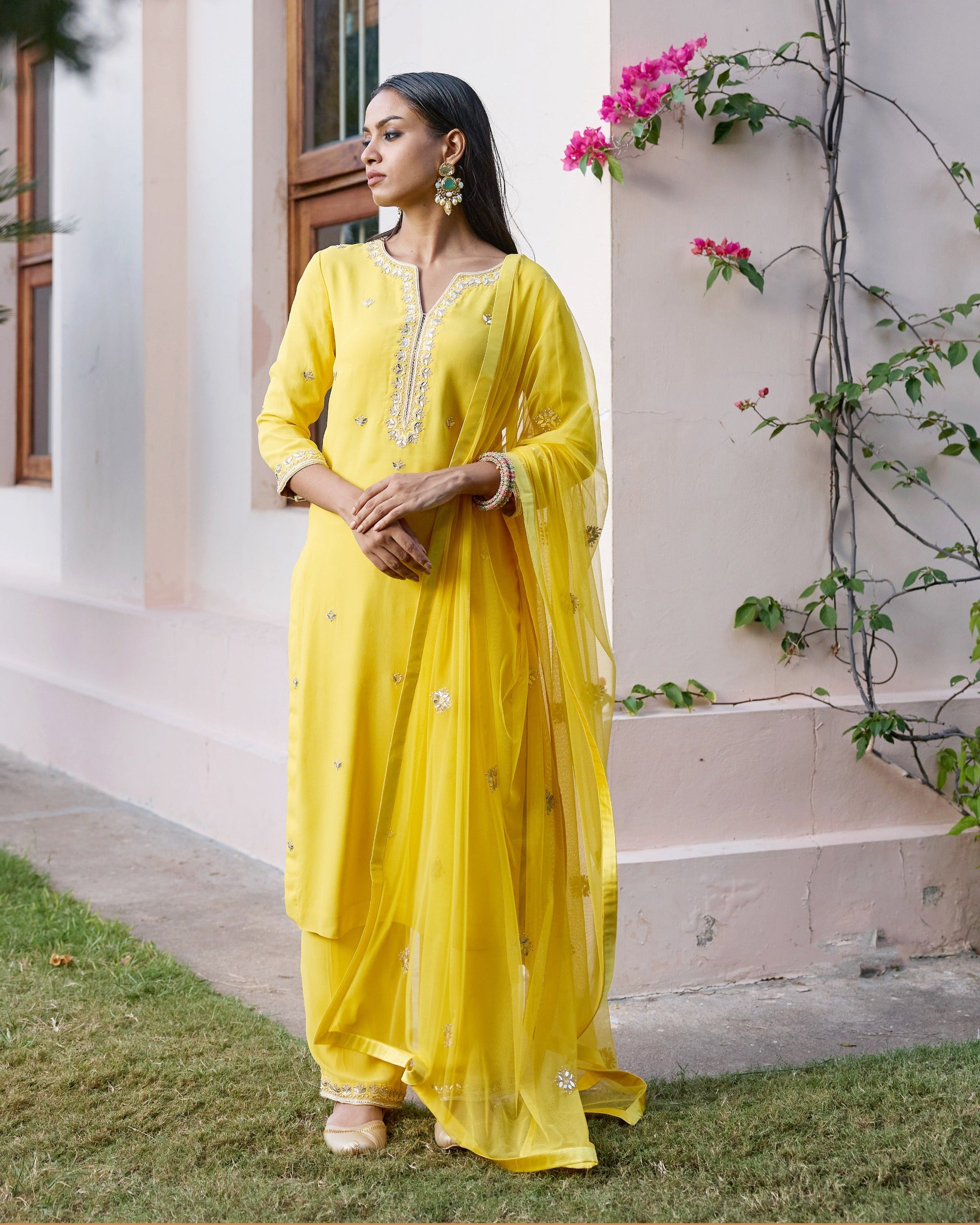 Mastaani Yellow  Kurta Set with Gota Patti