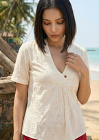 Kora Cotton Dobby Top | Natural Hand-Textured Luxury – Bbaawri
