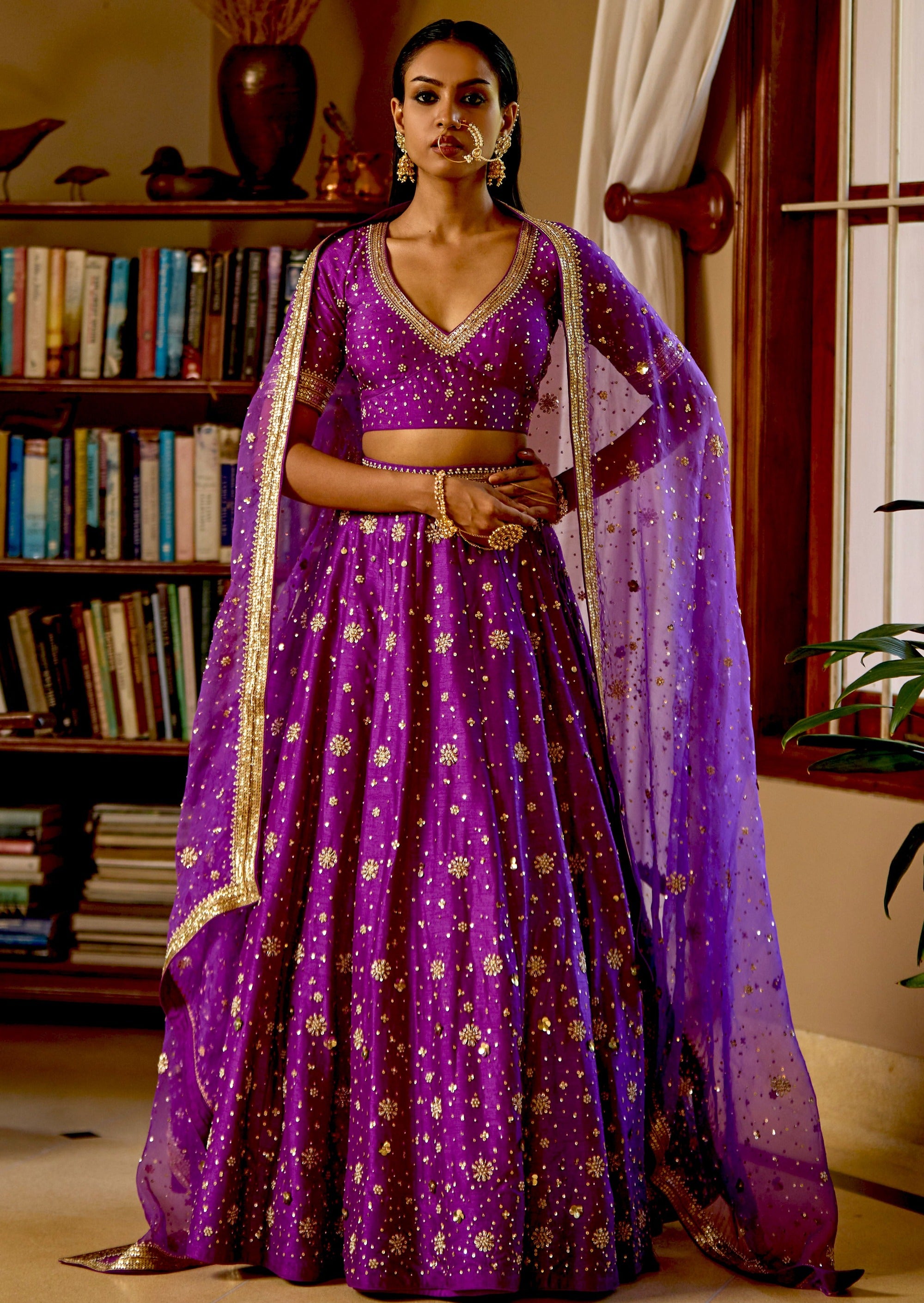 Mastaani Purple Nakshi Lehenga: A Regal Marvel