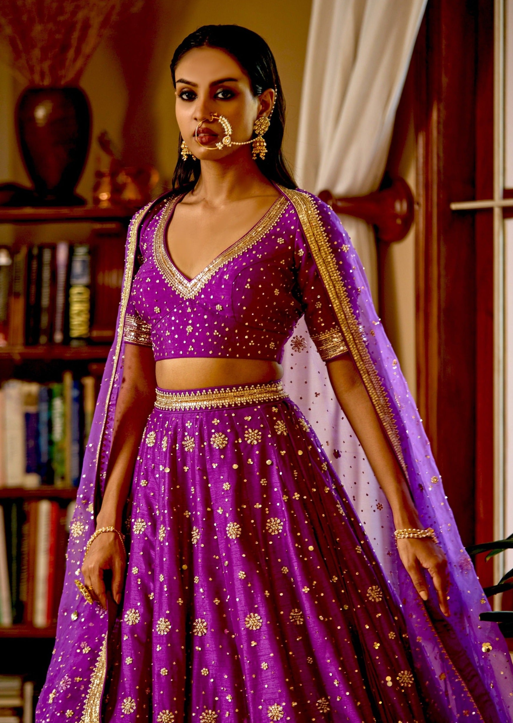 Mastaani Purple Nakshi Lehenga: A Regal Marvel