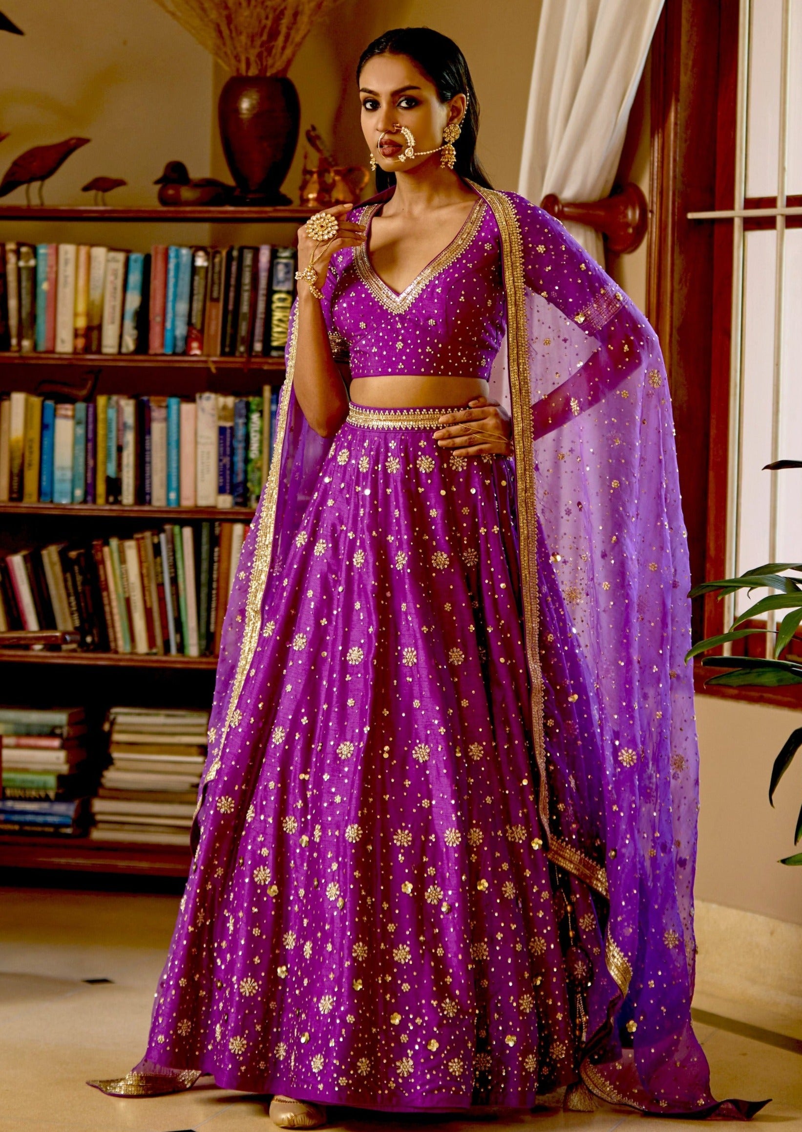 Mastaani Purple Nakshi Lehenga: A Regal Marvel