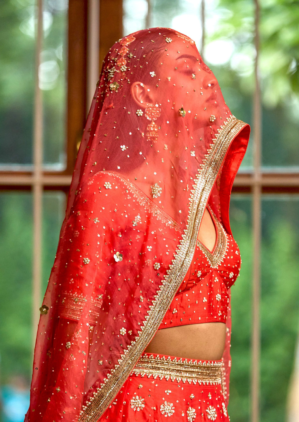 Mastaani Coral Red  Nakshi Lehenga