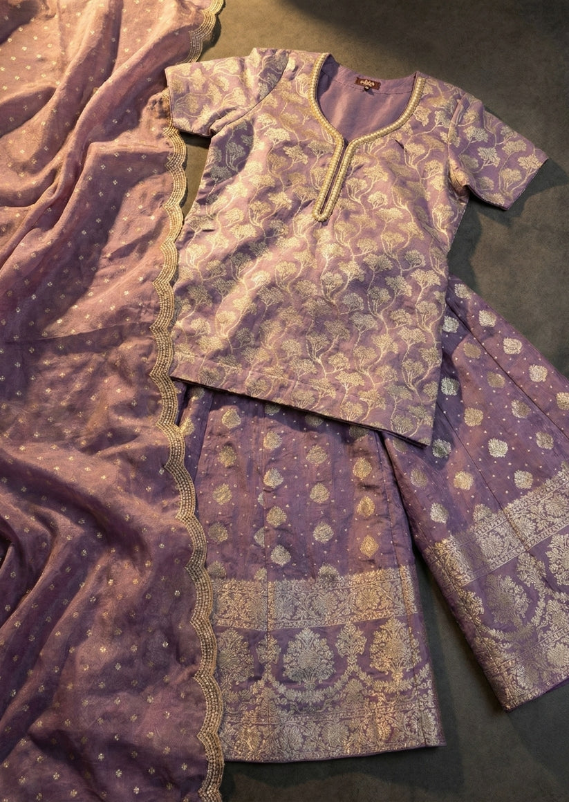 Lilac Sharara Set with Tissue Dupatta