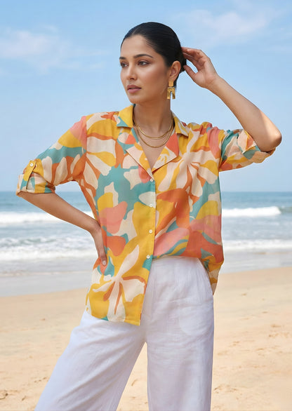 Multicolor Abstract Cotton Shirt 