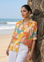 Multicolor Abstract Cotton Shirt for woman